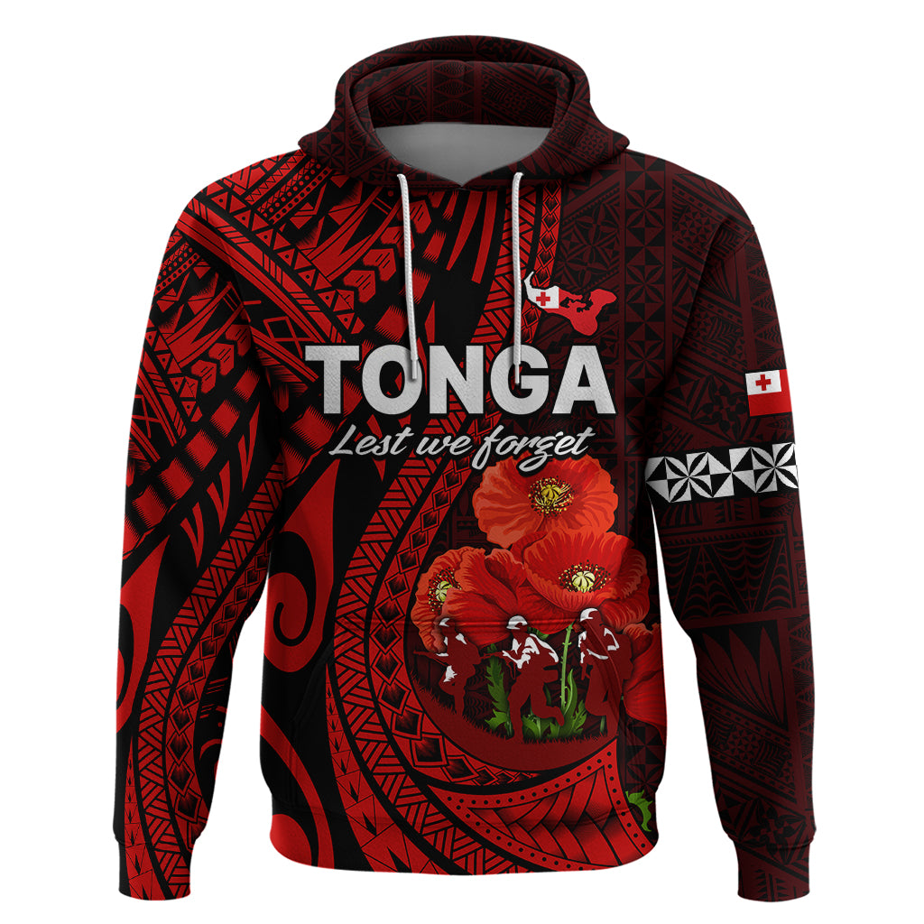 Tonga ANZAC Day Hoodie Lest We Forget Red Version LT9 - Polynesian Pride