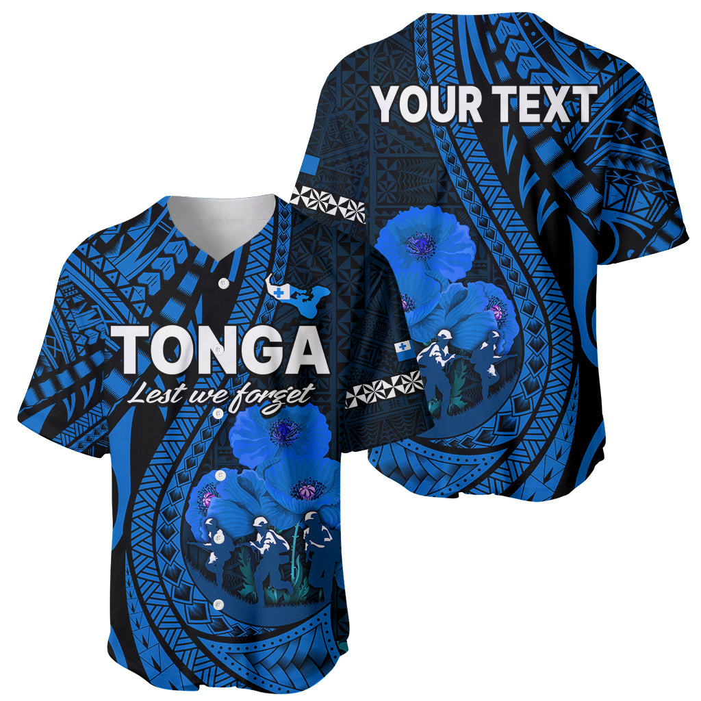 (Custom Personalised) Tonga ANZAC Day Baseball Jersey Lest We Forget Blue Version LT9 Blue - Polynesian Pride