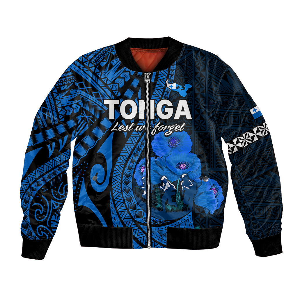 (Custom Personalised) Tonga ANZAC Day Bomber Jacket Lest We Forget Blue Version LT9 Unisex Blue - Polynesian Pride