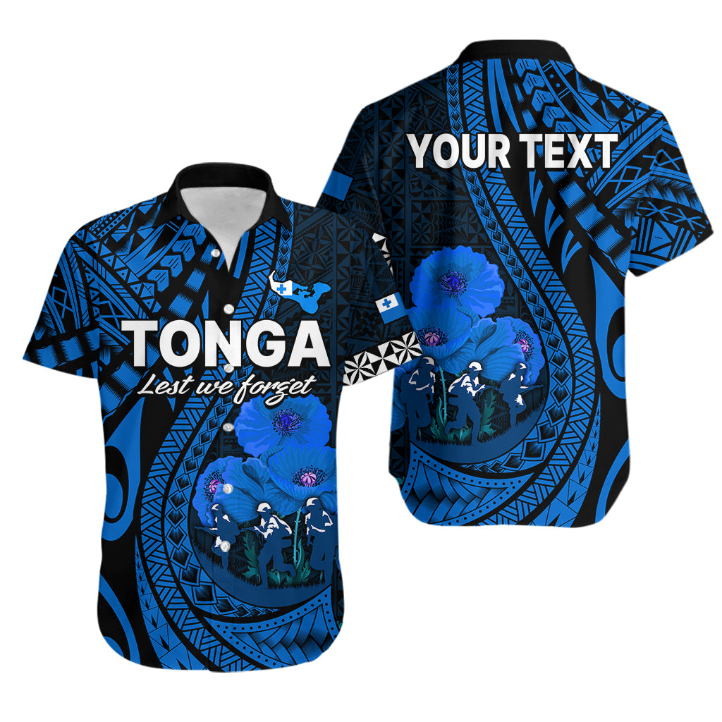 (Custom Personalised) Tonga ANZAC Day Hawaiian Shirt Lest We Forget Blue Version LT9 Blue - Polynesian Pride