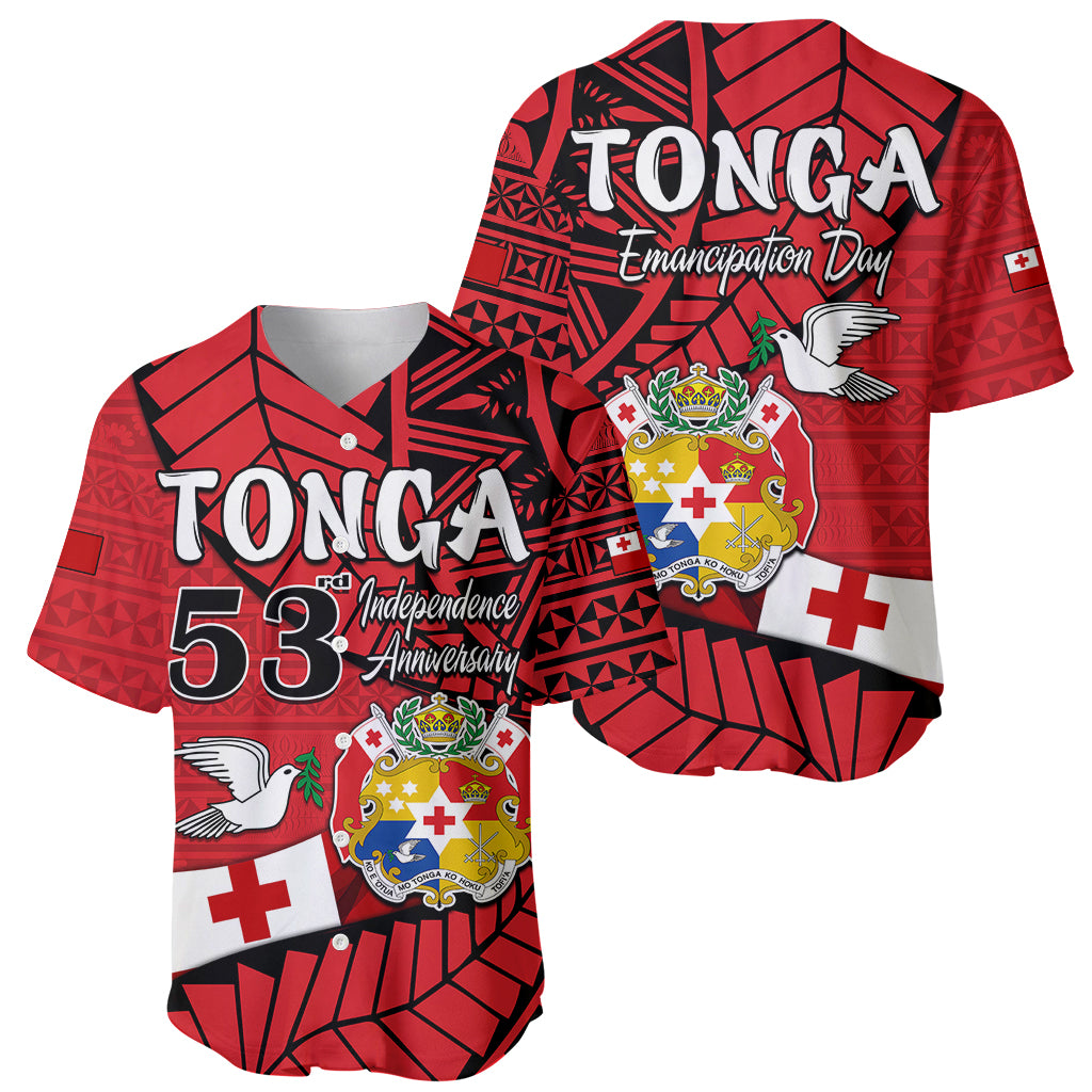 Tonga Emancipation Day Baseball Jersey Happy 53rd Independence Anniversary LT9 Red - Polynesian Pride