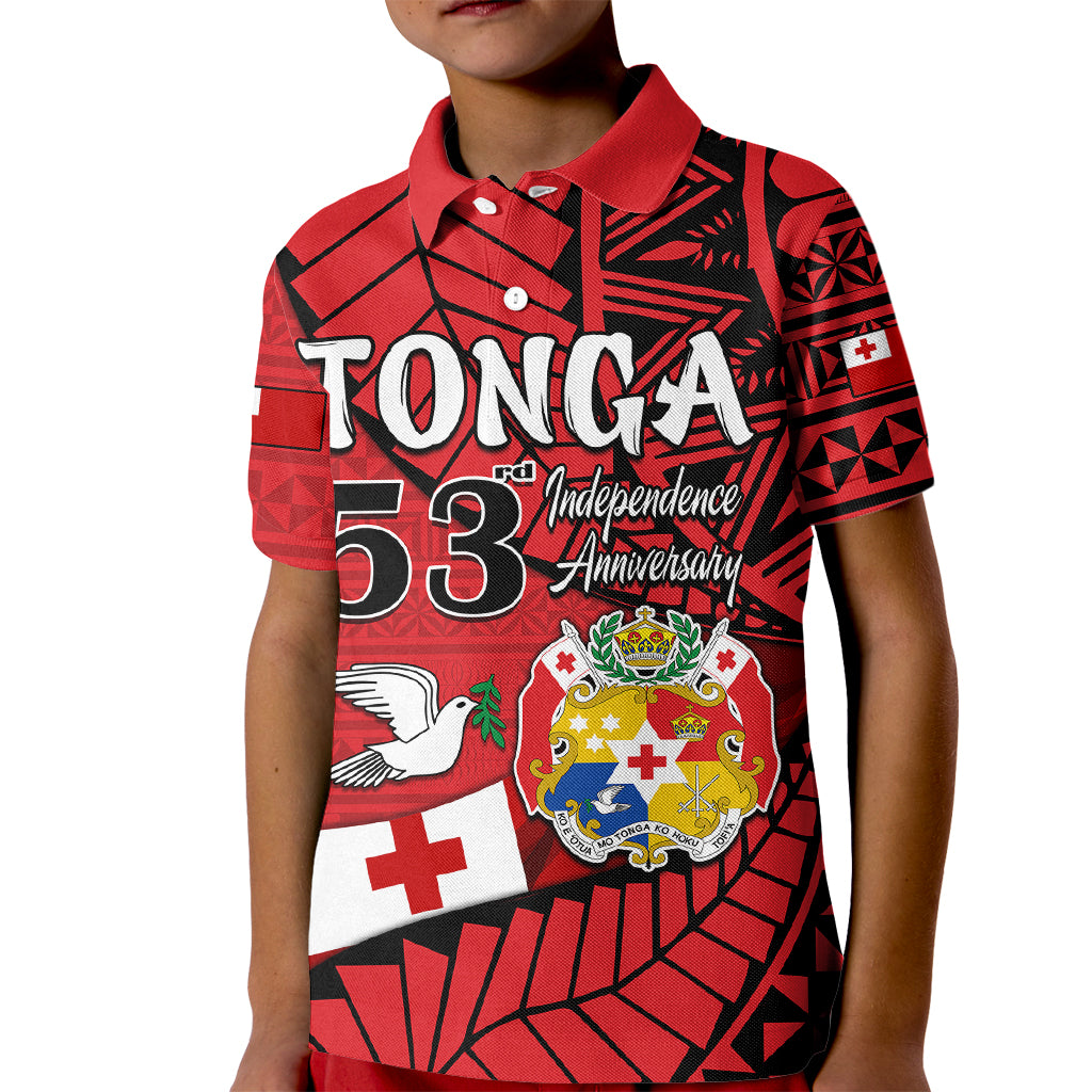 (Custom Personalised) Tonga Emancipation Day Kid Polo Shirt Happy 53rd Independence Anniversary LT9 Kid Red - Polynesian Pride