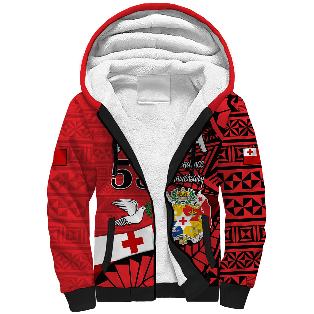 (Custom Personalised) Tonga Emancipation Day Sherpa Hoodie Happy 53rd Independence Anniversary LT9 Unisex Red - Polynesian Pride