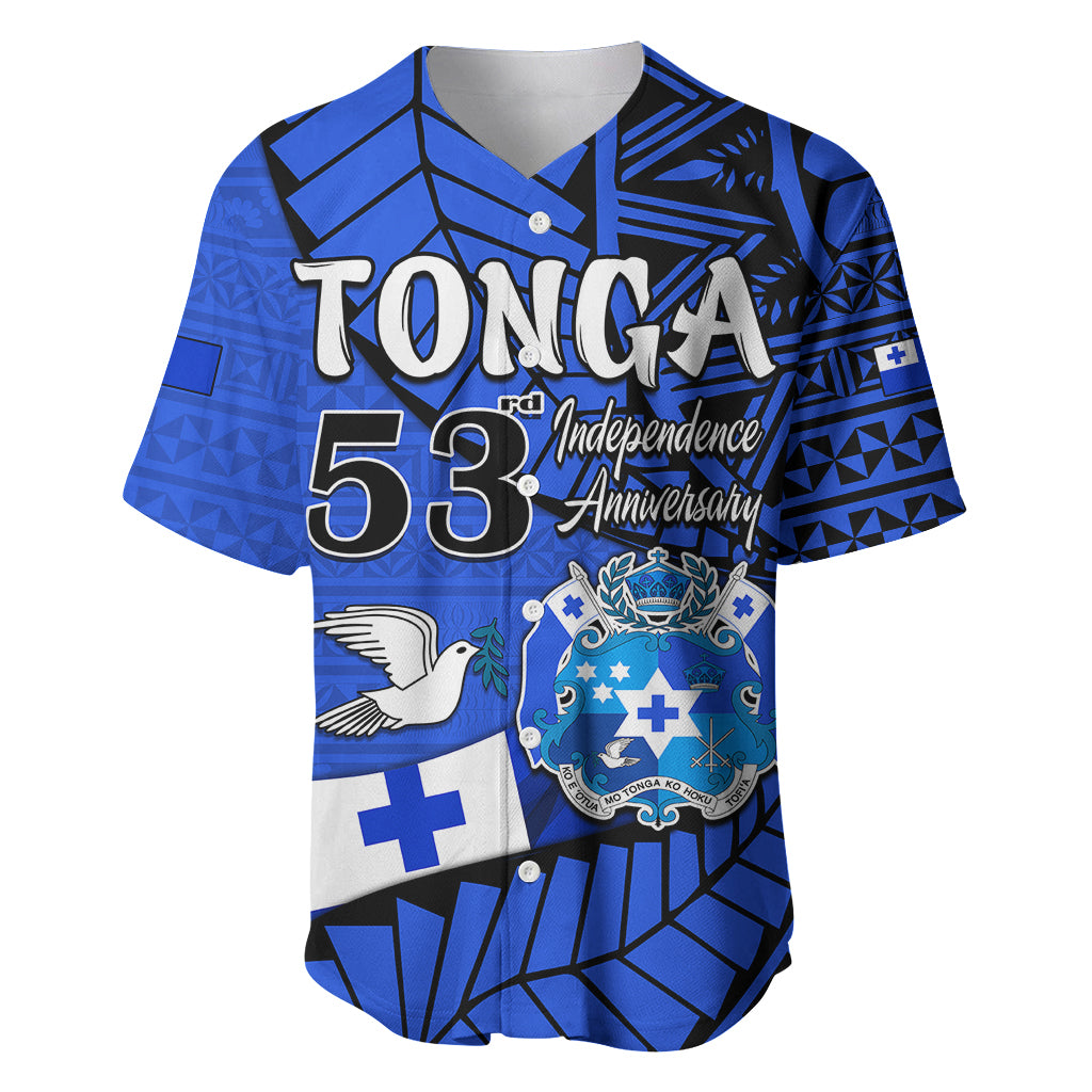 Tonga Emancipation Day Baseball Jersey Happy 53rd Independence Anniversary Blue Version LT9 - Polynesian Pride