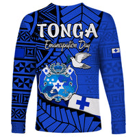 Tonga Emancipation Day Long Sleeve Shirt Happy 53rd Independence Anniversary Blue Version LT9 - Polynesian Pride