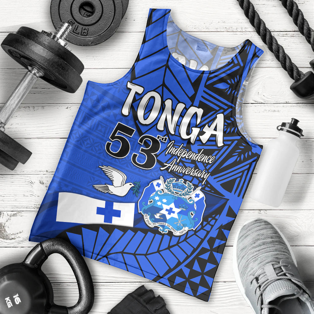 Tonga Emancipation Day Men Tank Top Happy 53rd Independence Anniversary Blue Version LT9 Blue - Polynesian Pride