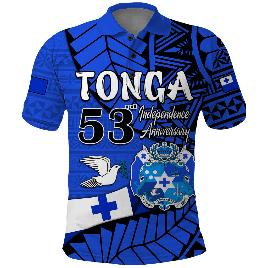 Tonga Emancipation Day Polo Shirt Happy 53rd Independence Anniversary Blue Version LT9 Blue - Polynesian Pride