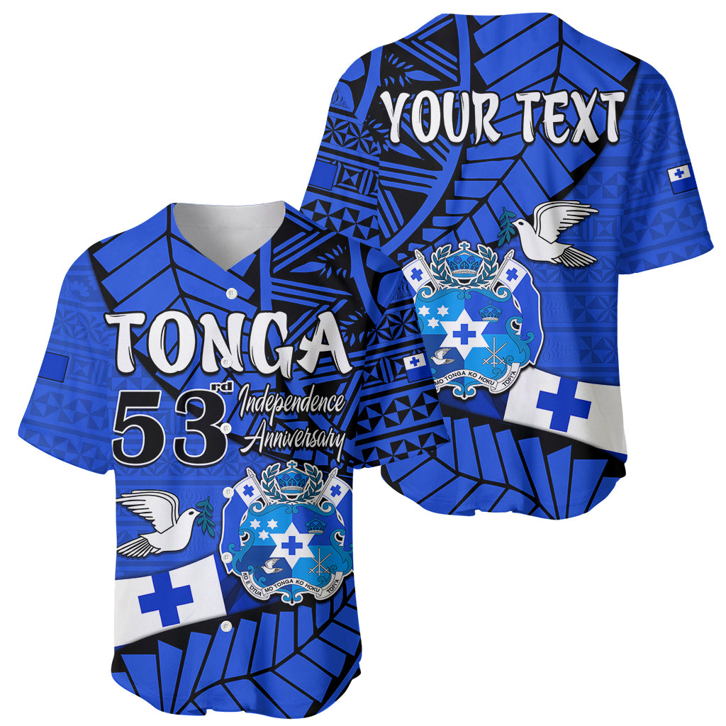 (Custom Personalised) Tonga Emancipation Day Baseball Jersey Happy 53rd Independence Anniversary Blue Version LT9 Blue - Polynesian Pride