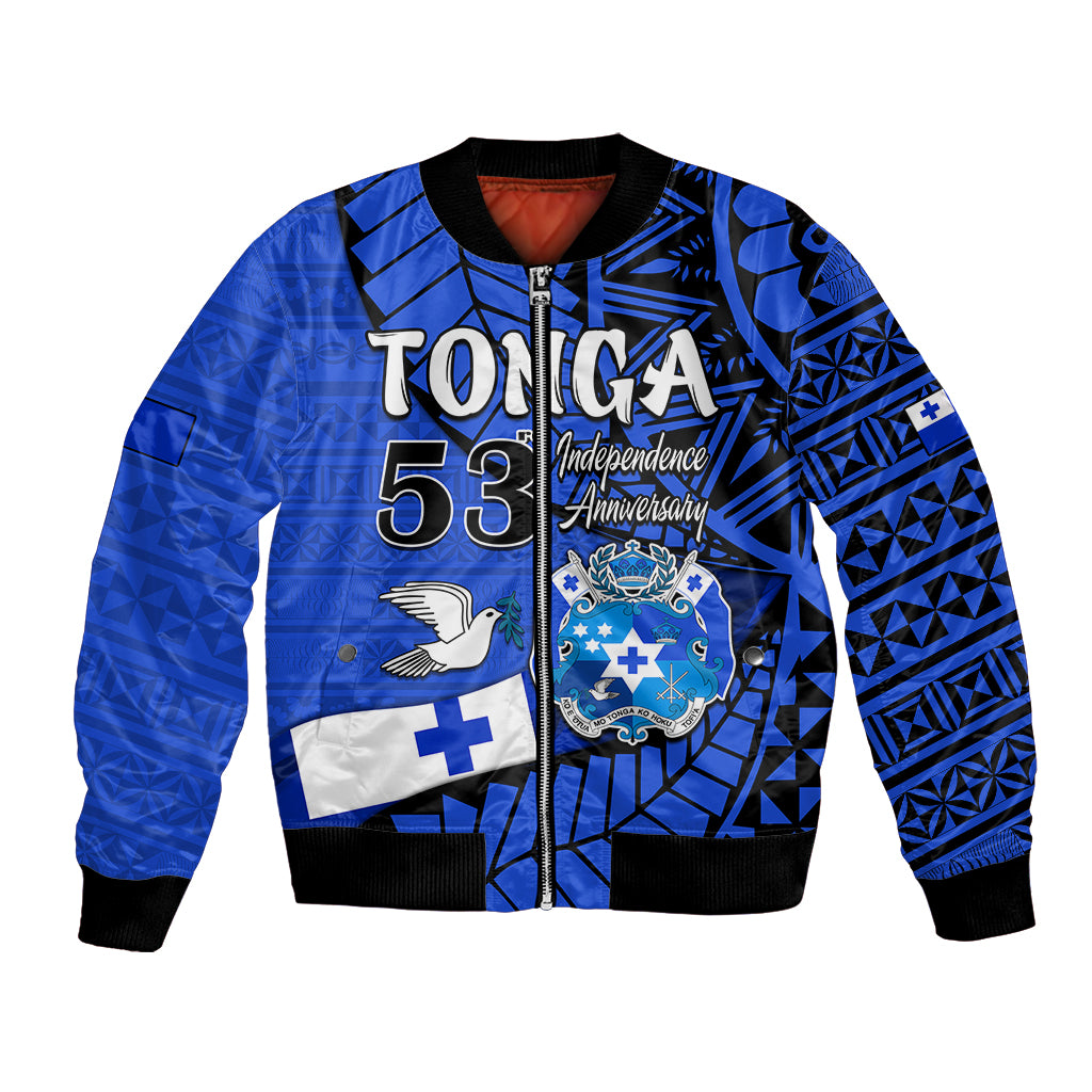 (Custom Personalised) Tonga Emancipation Day Bomber Jacket Happy 53rd Independence Anniversary Blue Version LT9 Unisex Blue - Polynesian Pride