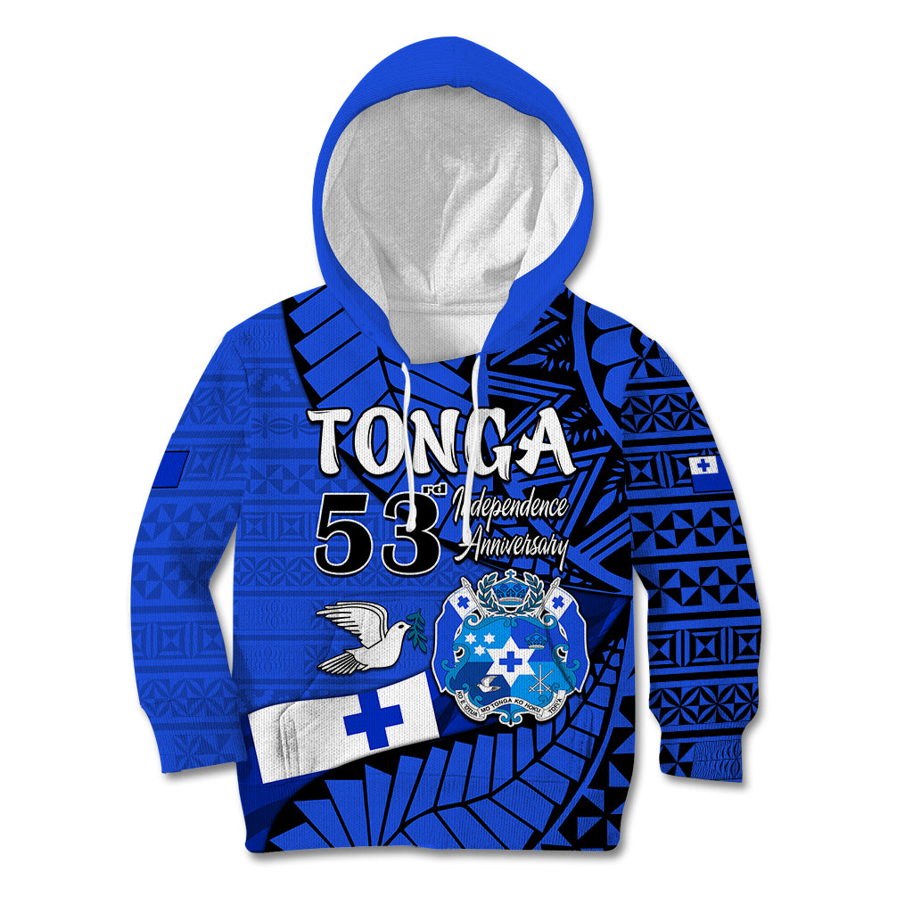 (Custom Personalised) Tonga Emancipation Day Kid Hoodie Happy 53rd Independence Anniversary Blue Version LT9 Blue - Polynesian Pride