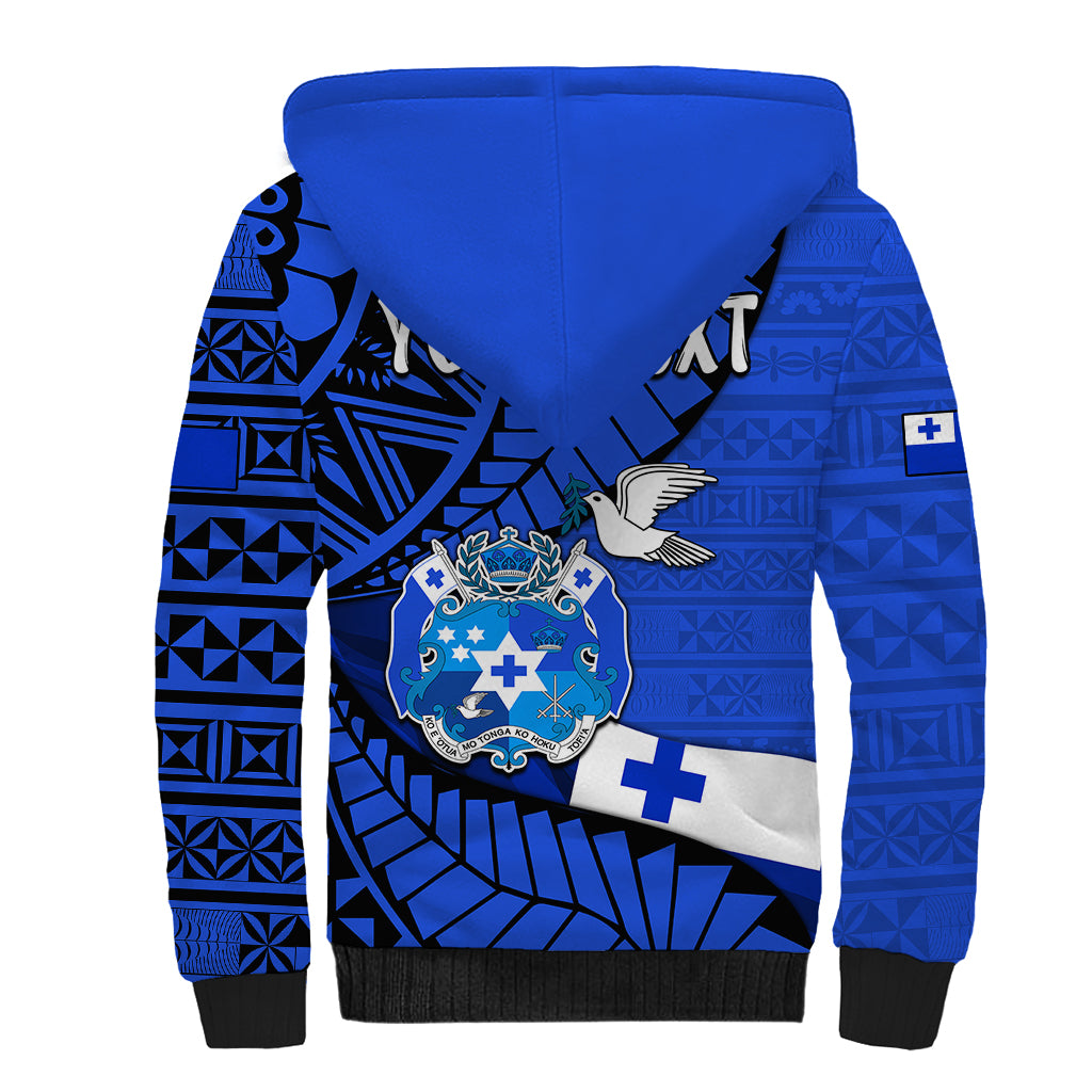 (Custom Personalised) Tonga Emancipation Day Sherpa Hoodie Happy 53rd Independence Anniversary Blue Version LT9 - Polynesian Pride
