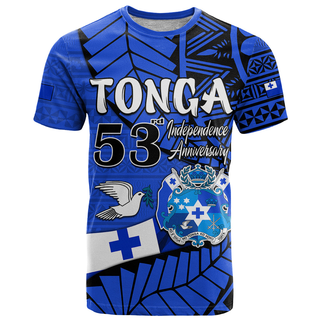 Custom Tonga Emancipation Day T Shirt Happy 53rd Independence Anniversary Blue Version LT9 Blue - Polynesian Pride