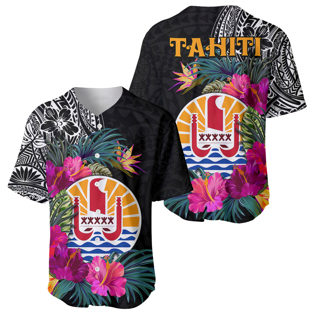 Tahiti Island Baseball Jersey French Polynesian Tropical LT9 Black - Polynesian Pride