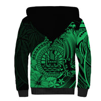 Polynesian Tahiti Island Sherpa Hoodie The Wave of Water - Green LT9 - Polynesian Pride