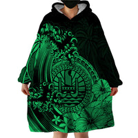 Polynesian Tahiti Island Wearable Blanket Hoodie The Wave of Water - Green LT9 - Polynesian Pride
