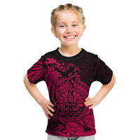 Polynesian Tahiti Island Kid T Shirt The Wave of Water - Pink LT9 - Polynesian Pride
