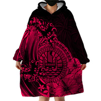 Polynesian Tahiti Island Wearable Blanket Hoodie The Wave of Water - Pink LT9 - Polynesian Pride