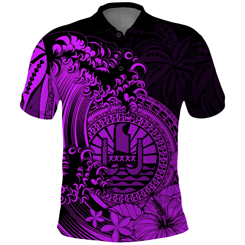 Polynesian Tahiti Island Polo Shirt The Wave of Water Purple LT9 Purple - Polynesian Pride