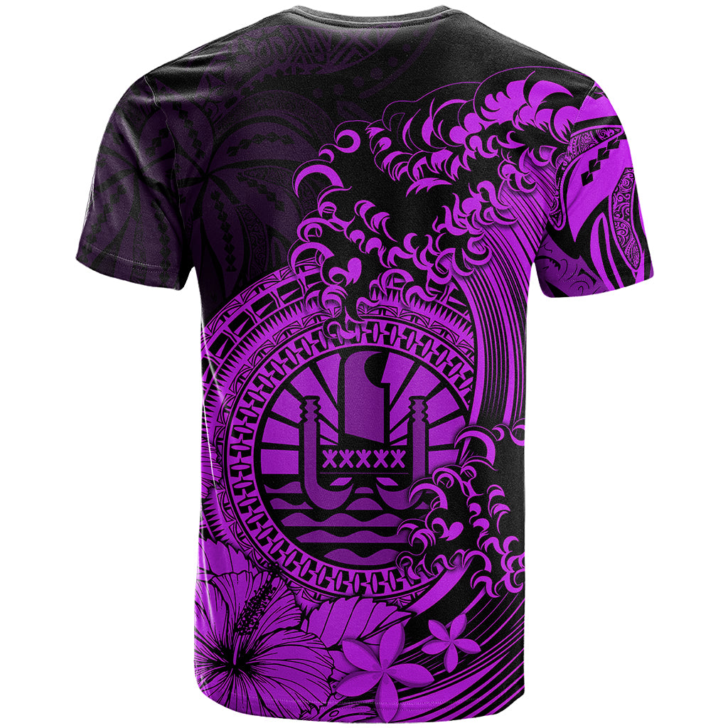 Polynesian Tahiti Island T Shirt The Wave of Water Purple LT9 - Polynesian Pride