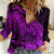 Polynesian Tahiti Island Women Casual Shirt The Wave of Water - Purple LT9 Female Purple - Polynesian Pride