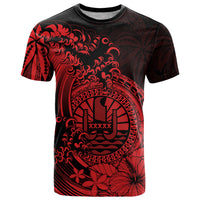 Polynesian Tahiti Island T Shirt The Wave of Water Red LT9 Red - Polynesian Pride