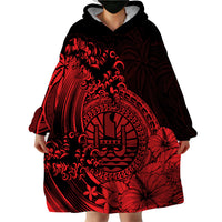 Polynesian Tahiti Island Wearable Blanket Hoodie The Wave of Water - Red LT9 - Polynesian Pride