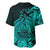 Polynesian Tahiti Island Baseball Jersey The Wave of Water - Turquoise LT9 - Polynesian Pride