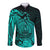 Polynesian Tahiti Island Long Sleeve Button Shirt The Wave of Water - Turquoise LT9 Unisex Turquoise - Polynesian Pride