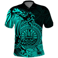 Polynesian Tahiti Island Polo Shirt The Wave of Water Turquoise LT9 Turquoise - Polynesian Pride