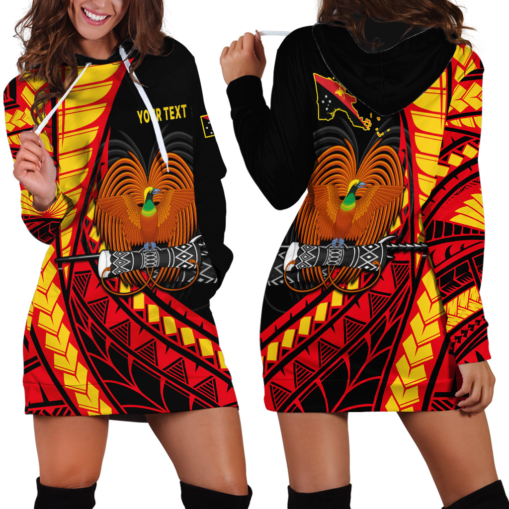 (Custom Personalised) Papua New Guinea Hoodie Dress The Greater Bird of Paradise LT9 Black - Polynesian Pride