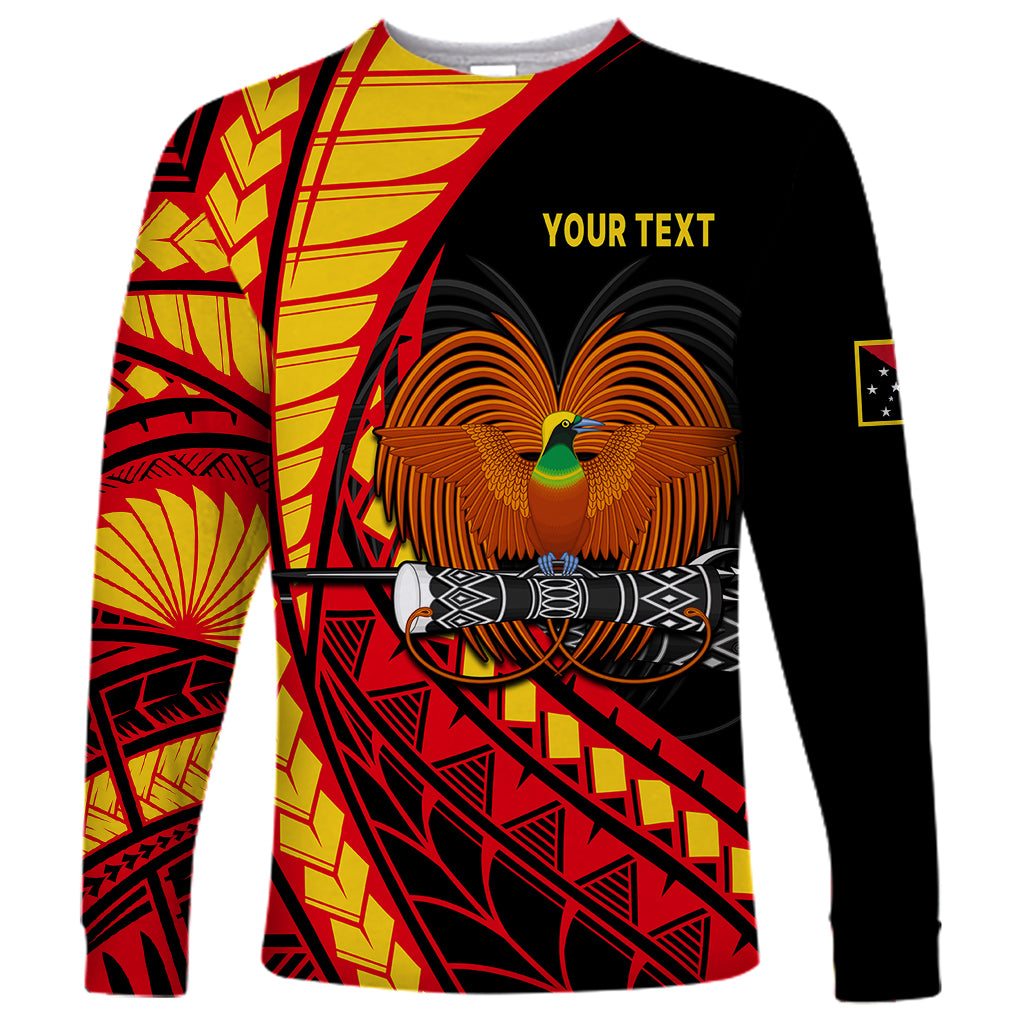 (Custom Personalised) Papua New Guinea Long Sleeve Shirt The Greater Bird of Paradise LT9 Unisex Black - Polynesian Pride