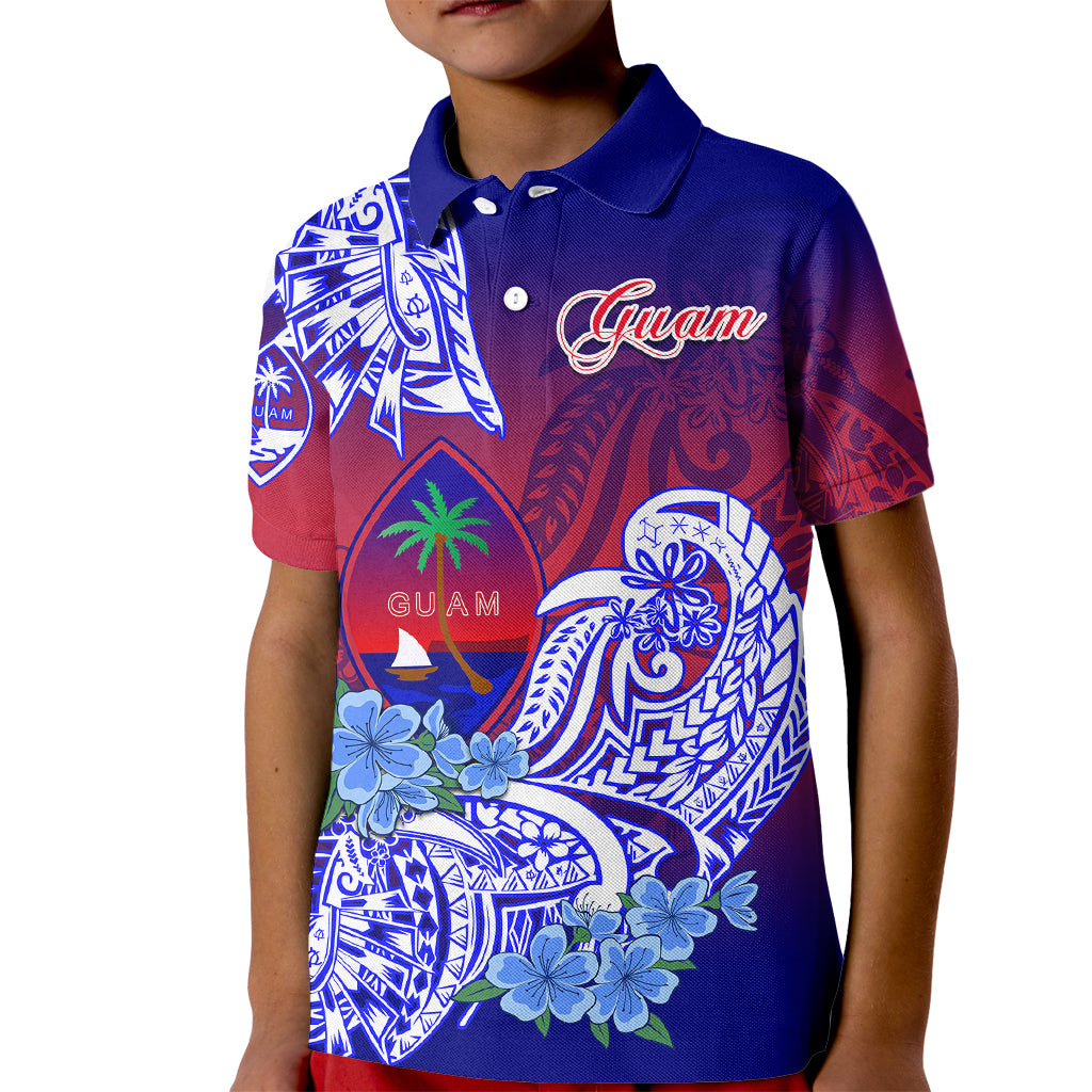 Guam Kid Polo Shirt Polynesian Floral Tribal LT9 Kid Gradient - Polynesian Pride