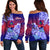 Guam Off Shoulder Sweater Polynesian Floral Tribal LT9 Women Gradient - Polynesian Pride