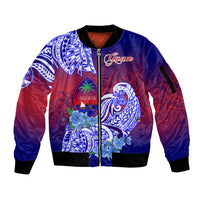 Guam Sleeve Zip Bomber Jacket Polynesian Floral Tribal LT9 Unisex Gradient - Polynesian Pride