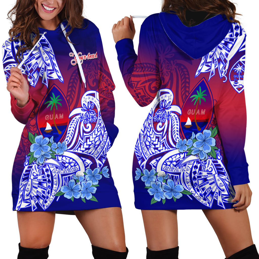 (Custom Personalised) Guam Hoodie Dress Polynesian Floral Tribal LT9 Gradient - Polynesian Pride