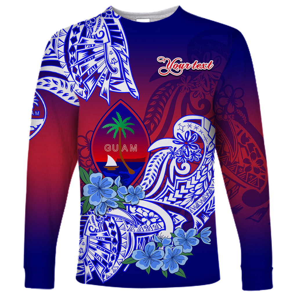 (Custom Personalised) Guam Long Sleeve Shirt Polynesian Floral Tribal LT9 Unisex Gradient - Polynesian Pride