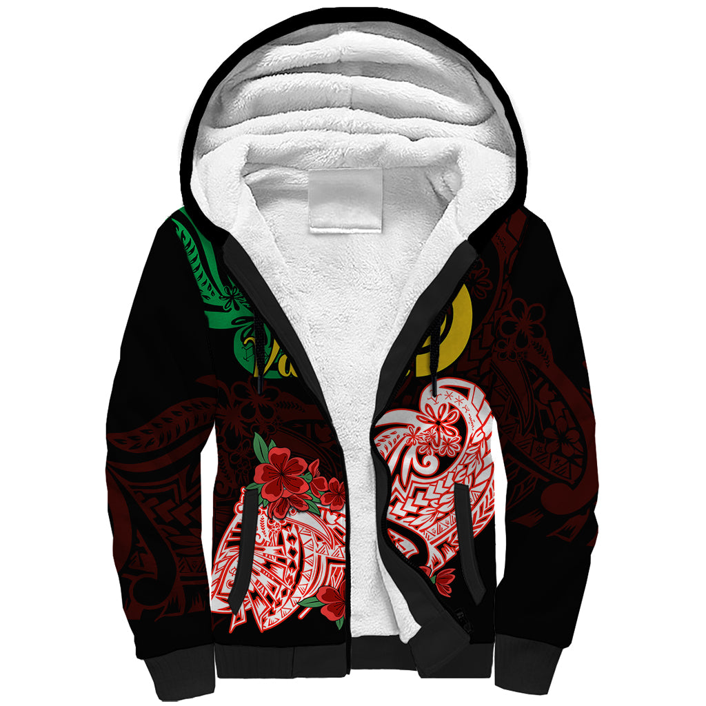 Vanuatu Sherpa Hoodie Polynesian Floral Tribal LT9 Unisex Black - Polynesian Pride