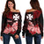 (Custom Personalised) Wallis et Futuna Off Shoulder Sweater Polynesian Floral Tribal LT9 Women Black - Polynesian Pride