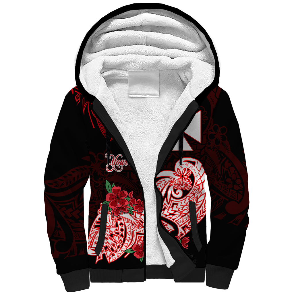 (Custom Personalised) Wallis et Futuna Sherpa Hoodie Polynesian Floral Tribal LT9 Unisex Black - Polynesian Pride