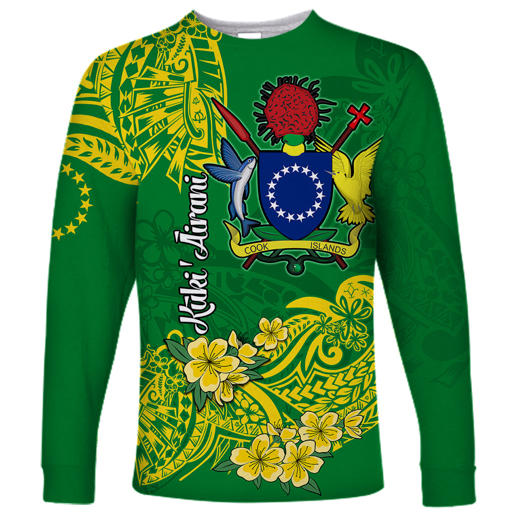 Cook Island Long Sleeve Shirt Polynesian Floral Tribal LT9 Unisex Green - Polynesian Pride