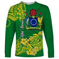 Cook Island Long Sleeve Shirt Polynesian Floral Tribal LT9 Unisex Green - Polynesian Pride