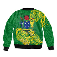 Cook Island Sleeve Zip Bomber Jacket Polynesian Floral Tribal LT9 - Polynesian Pride