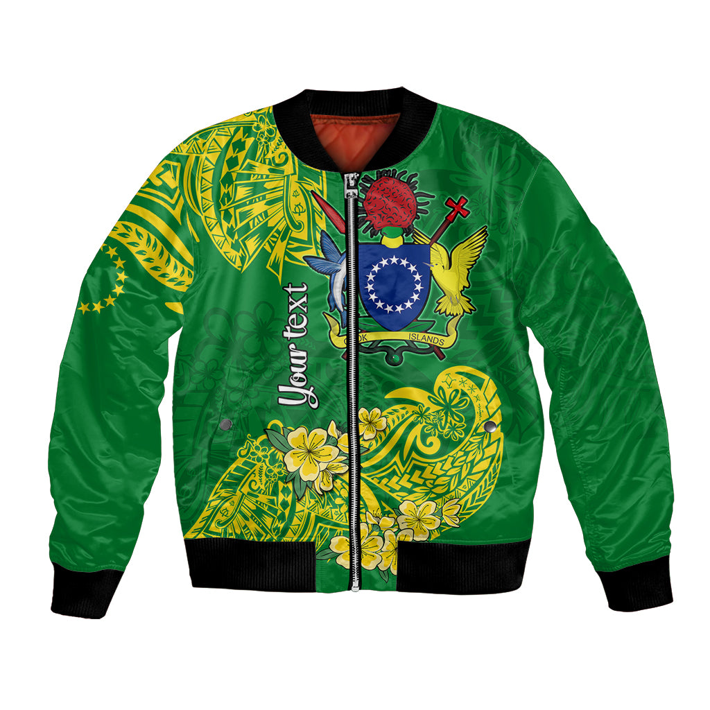 (Custom Personalised) Cook Island Bomber Jacket Polynesian Floral Tribal LT9 Unisex Green - Polynesian Pride