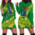 (Custom Personalised) Cook Island Hoodie Dress Polynesian Floral Tribal LT9 Green - Polynesian Pride