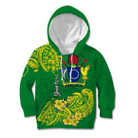 (Custom Personalised) Cook Island Kid Hoodie Polynesian Floral Tribal LT9 Green - Polynesian Pride