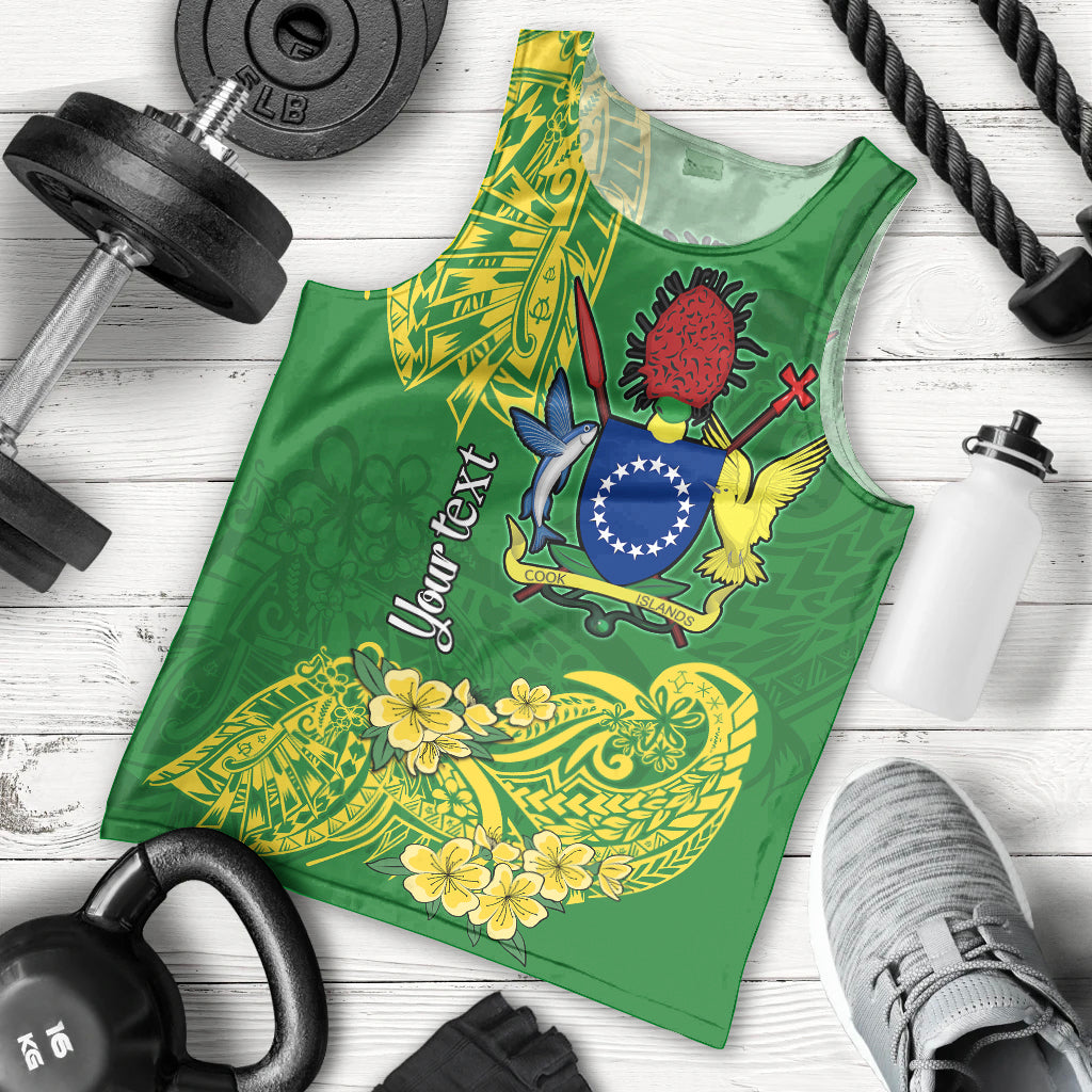 (Custom Personalised) Cook Island Men Tank Top Polynesian Floral Tribal LT9 Green - Polynesian Pride