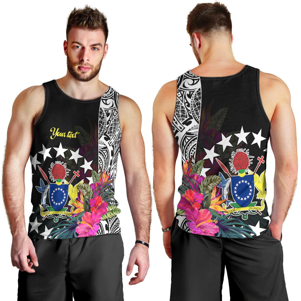 (Custom Personalised) Cook Island Men Tank Top Tribal Polynesian and Tropical Flowers LT9 - Polynesian Pride