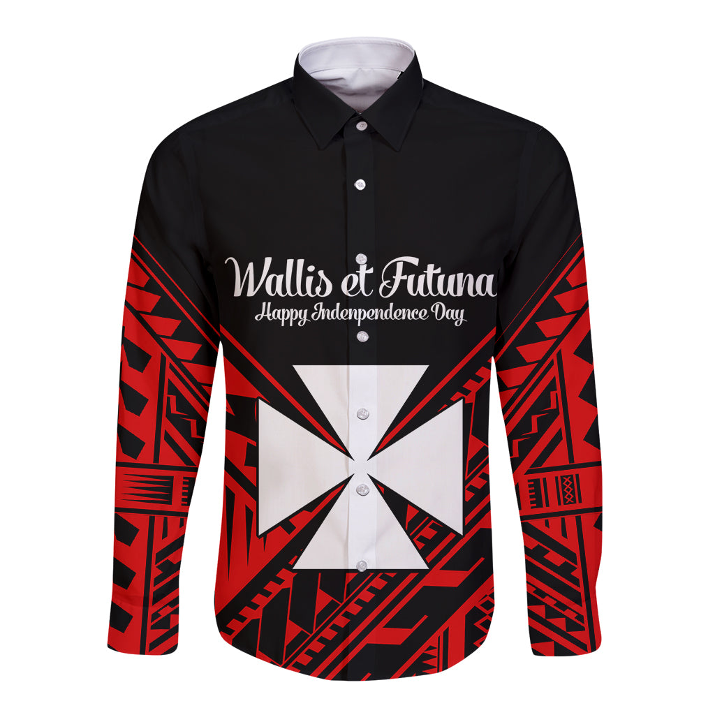 Wallis et Futuna Long Sleeve Button Shirt Happy Independence Day LT9 Unisex Red - Polynesian Pride