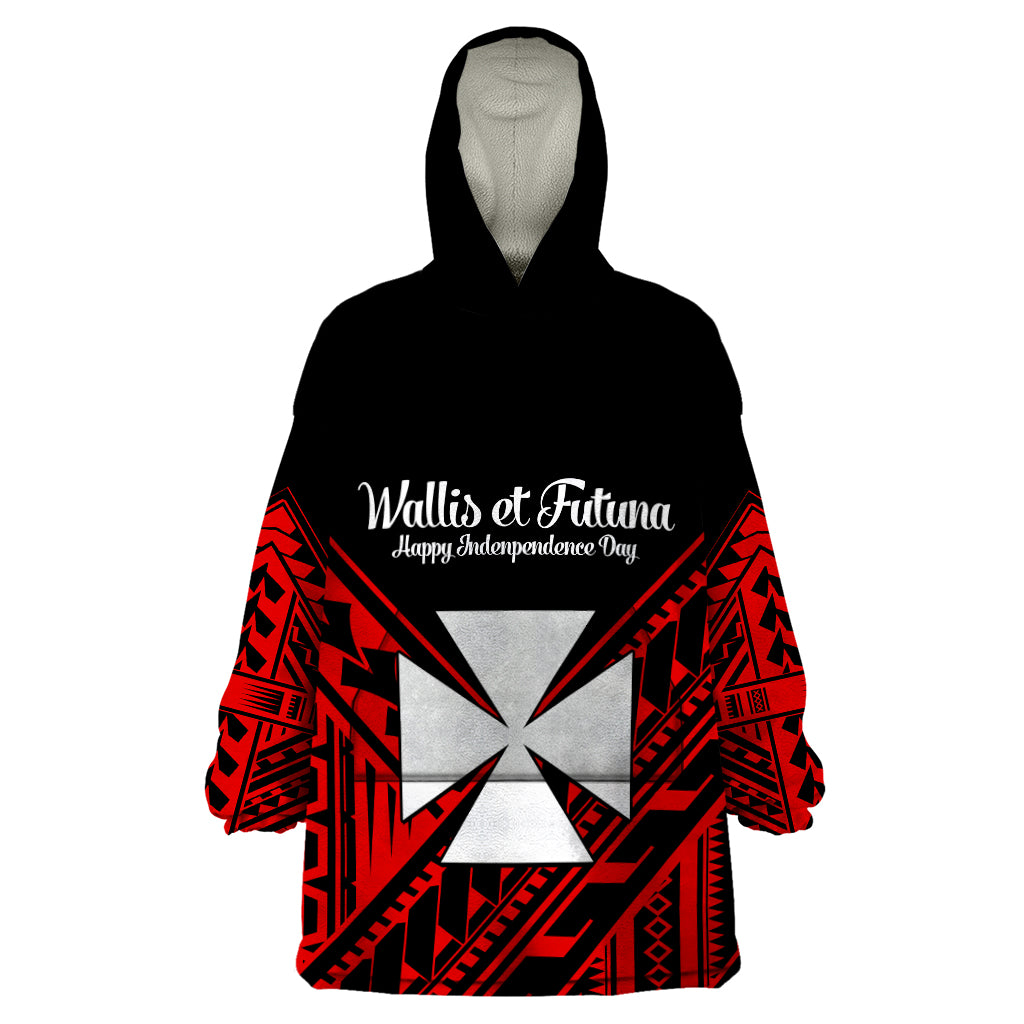 Wallis et Futuna Wearable Blanket Hoodie Happy Independence Day LT9 One Size Red - Polynesian Pride