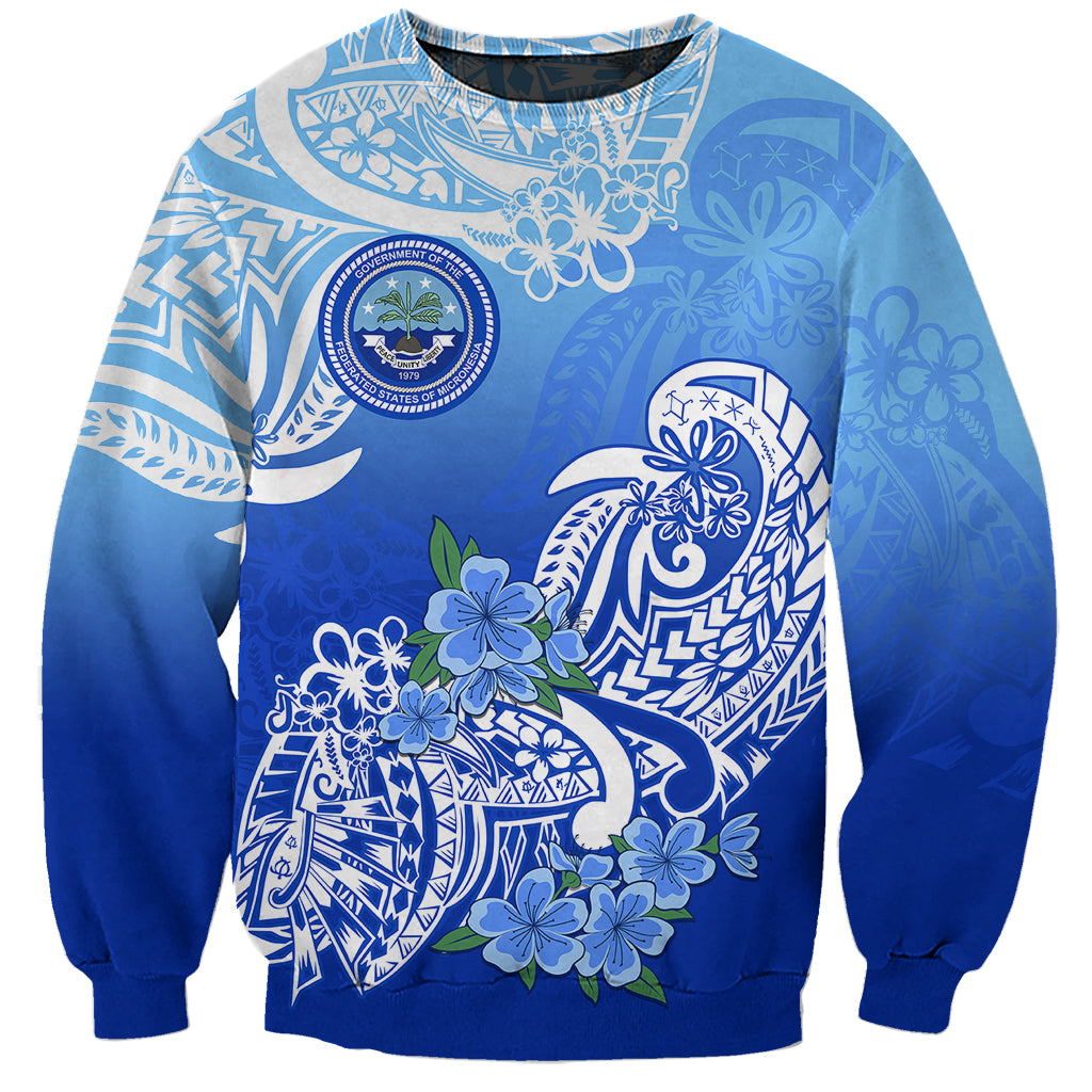 (Custom Personalised) Federated States Of Micronesia Sweatshirt Polynesian Floral Tribal LT9 Unisex Blue - Polynesian Pride